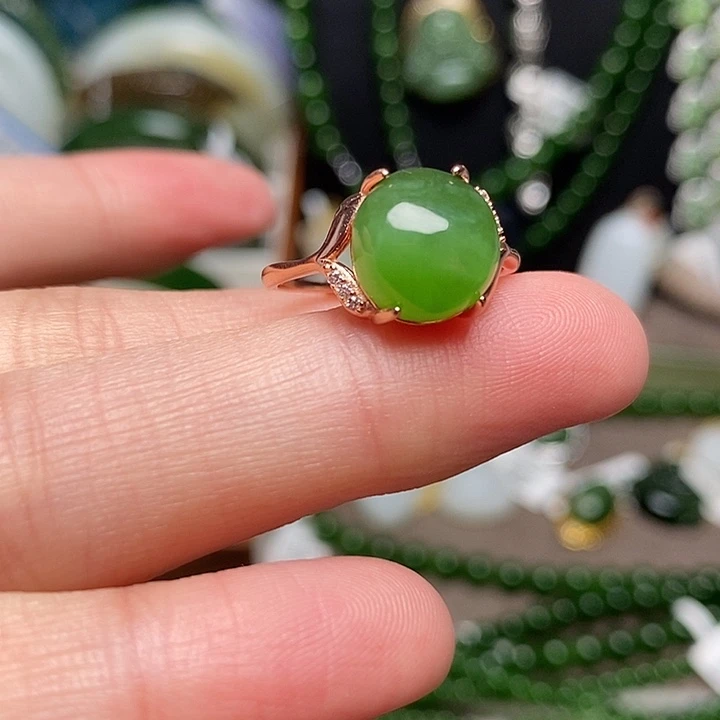 和田玉银S925镶嵌戒指