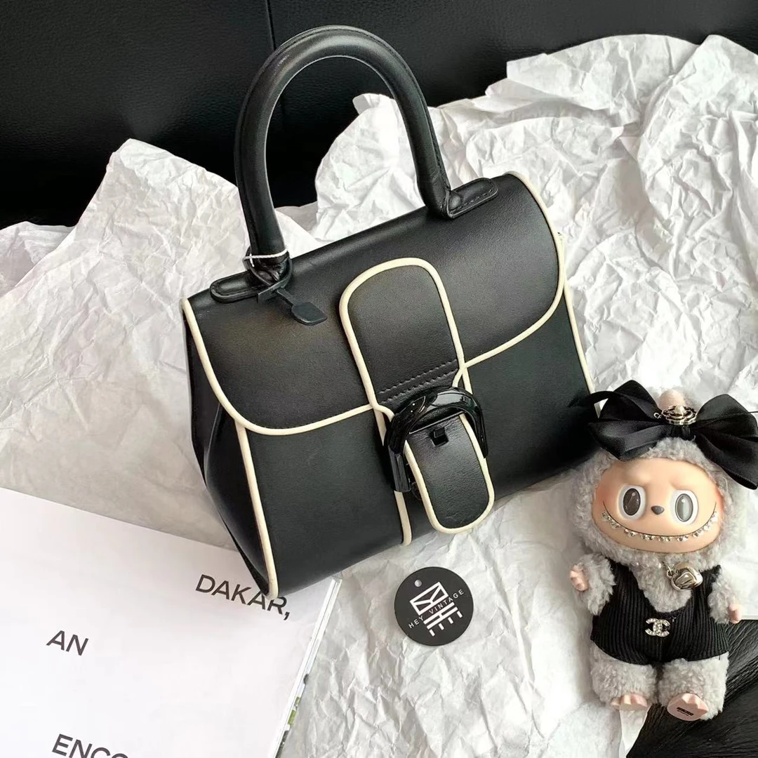 95新 Delvaux/德尔沃 黑白拼色brillant包 20cm 14386730