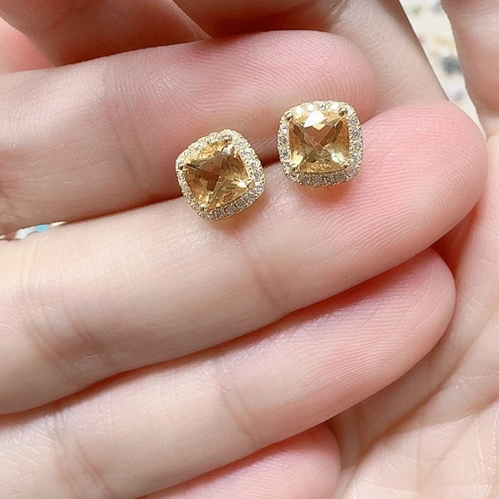 水晶耳饰银S925镶嵌耳钉