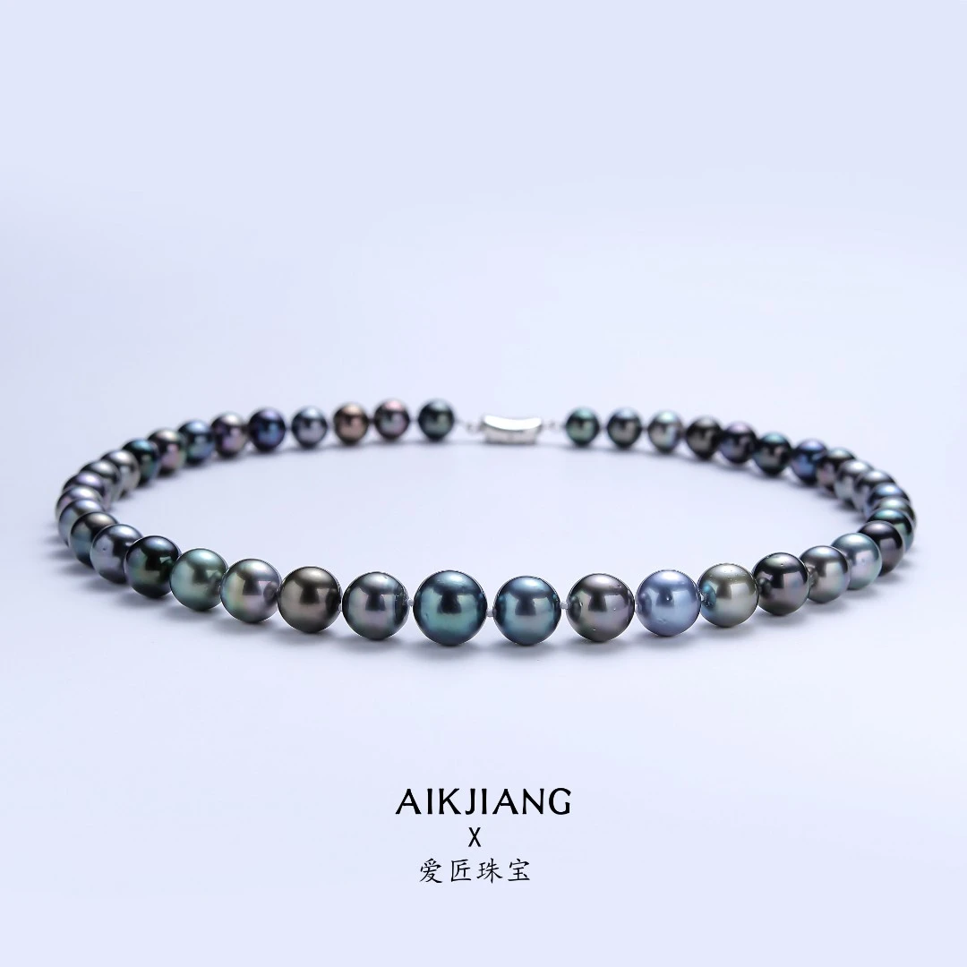 AIKJIANG/爱匠【海水清货】海水大溪地莫兰迪色元宝银扣8-11mm项链