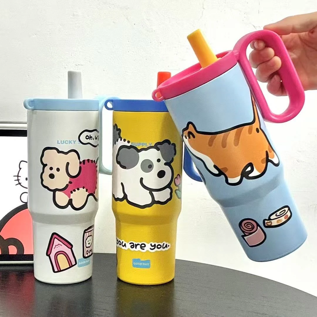 巨无霸保温杯大容量吸管水杯子轻奢高级女生网红冰霸杯子车载保冷