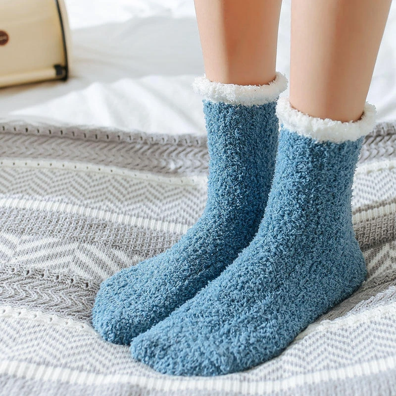 秋冬保暖麻花珊瑚绒地板睡眠袜居家休闲月子袜子批发珊瑚绒加厚