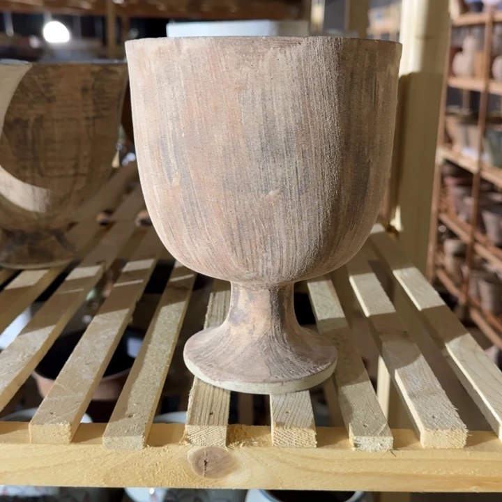 木纹色酒杯花盆景德镇桌面款