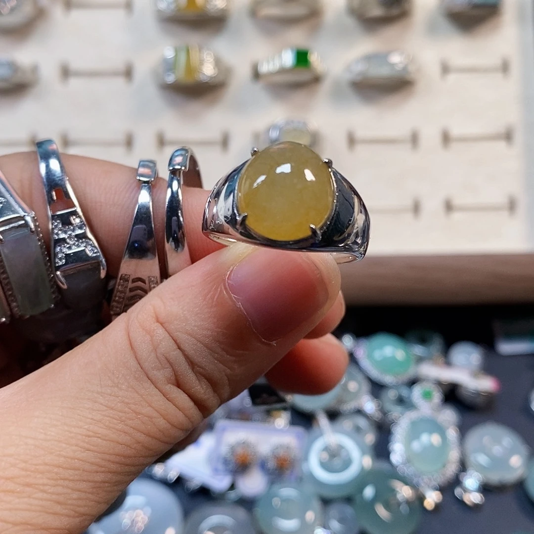 用***4翡翠银S925镶嵌戒指