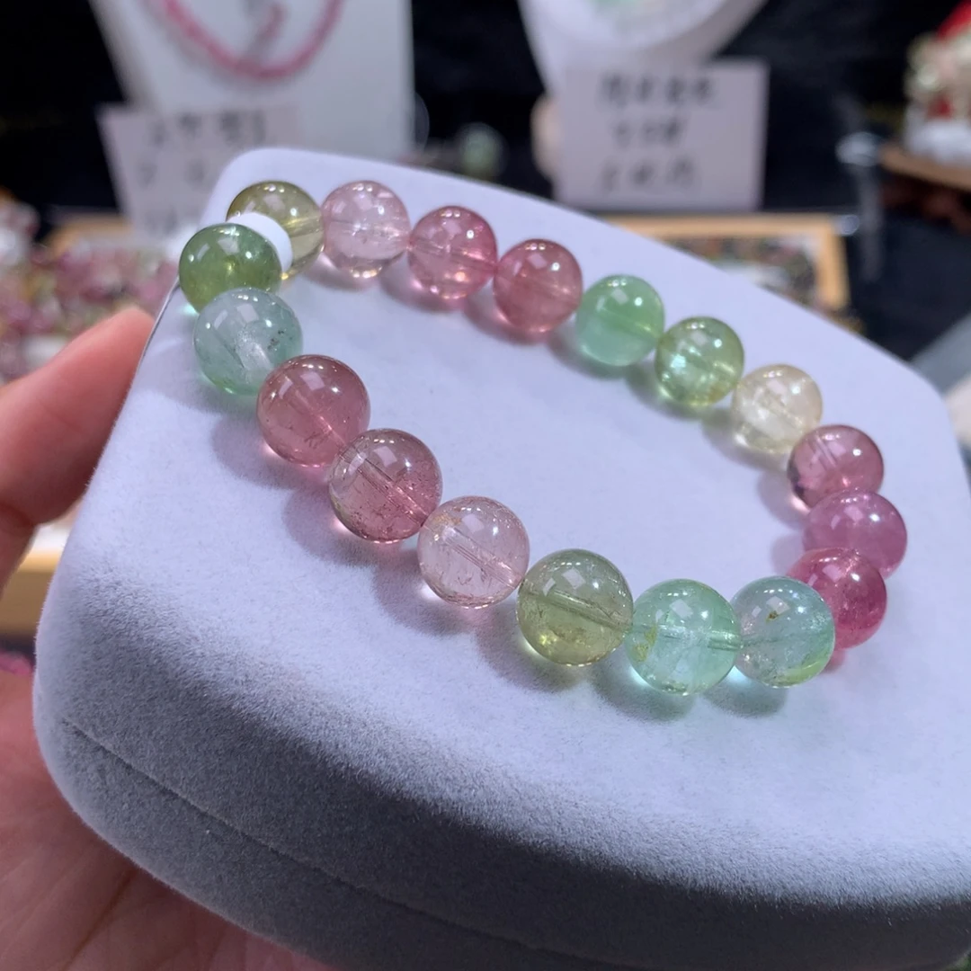 碧玺未镶嵌手链马卡龙大单圈