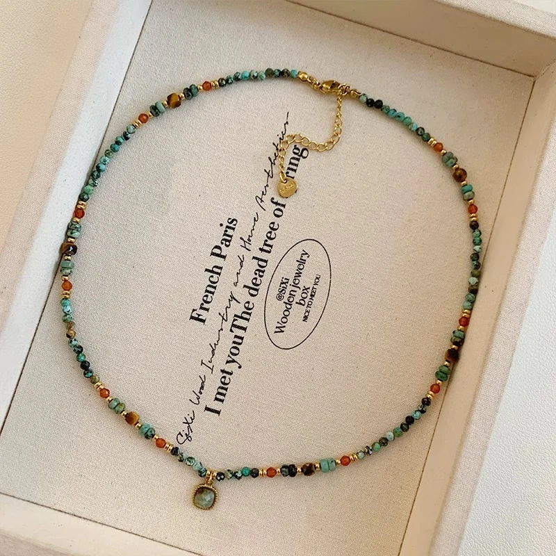 铜合金项链  夏季绿色串珠项链女款2025新款高级感轻奢锁骨链颈链