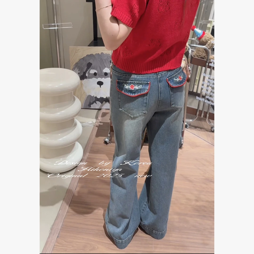 【中式牛仔】二Hihoniya~2025秋季亲子重工刺绣水洗复古牛仔裤