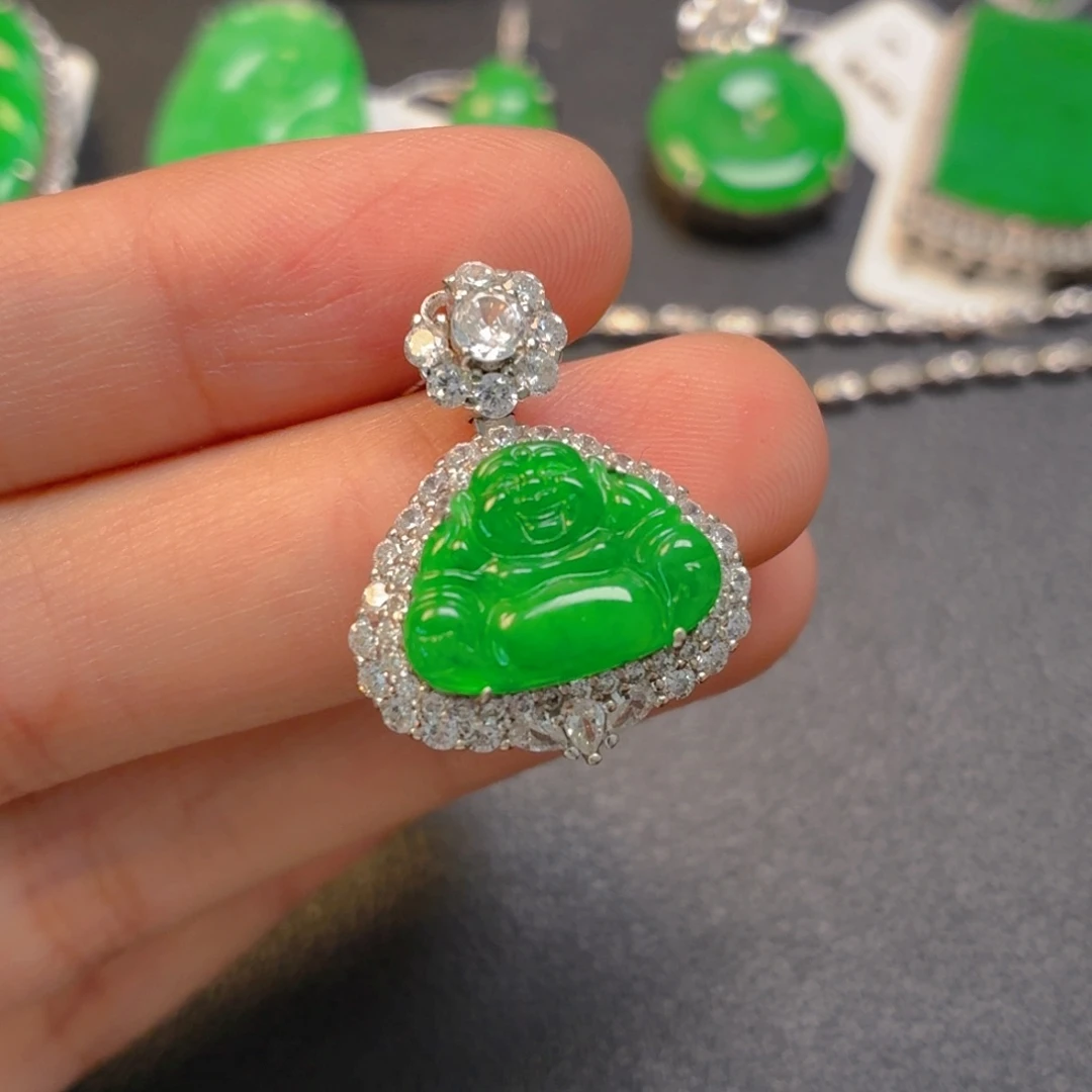 翡翠银S925镶嵌颈饰