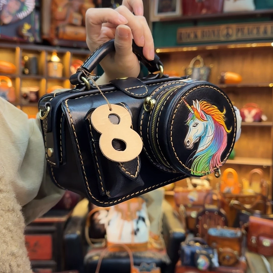 若***雅牦牛剖层皮革晴天医生独角兽8号黑色