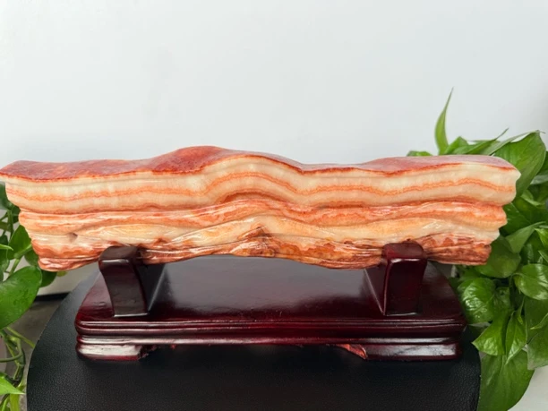 红烧肉石红红火火一路长虹石头长34.5*3、含底座高15