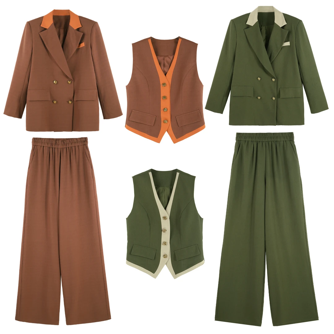 「思思」2025秋季高级感西装外套高腰休闲裤时尚套装HBZW652092