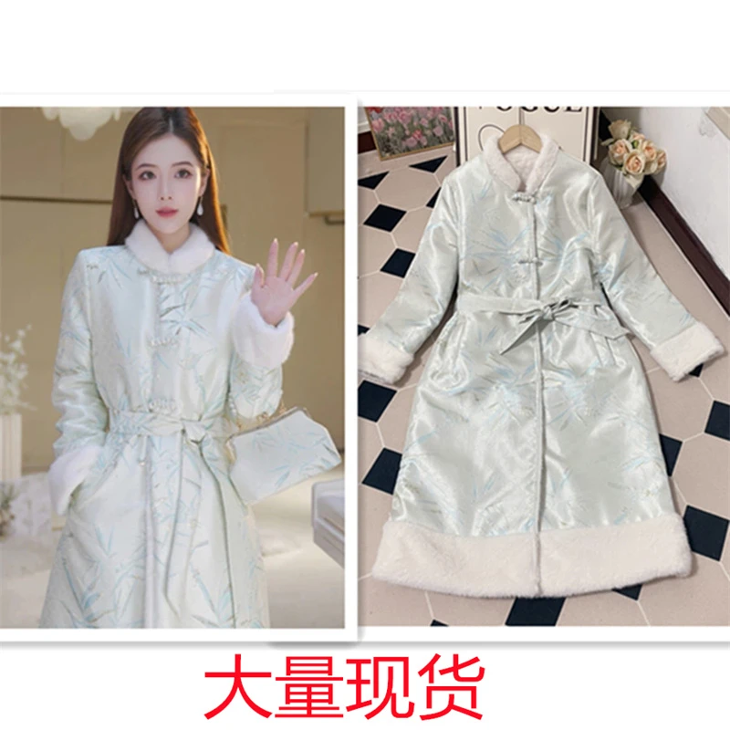 2025秋冬新款北栀盘扣刺绣两面穿国风中长款外套