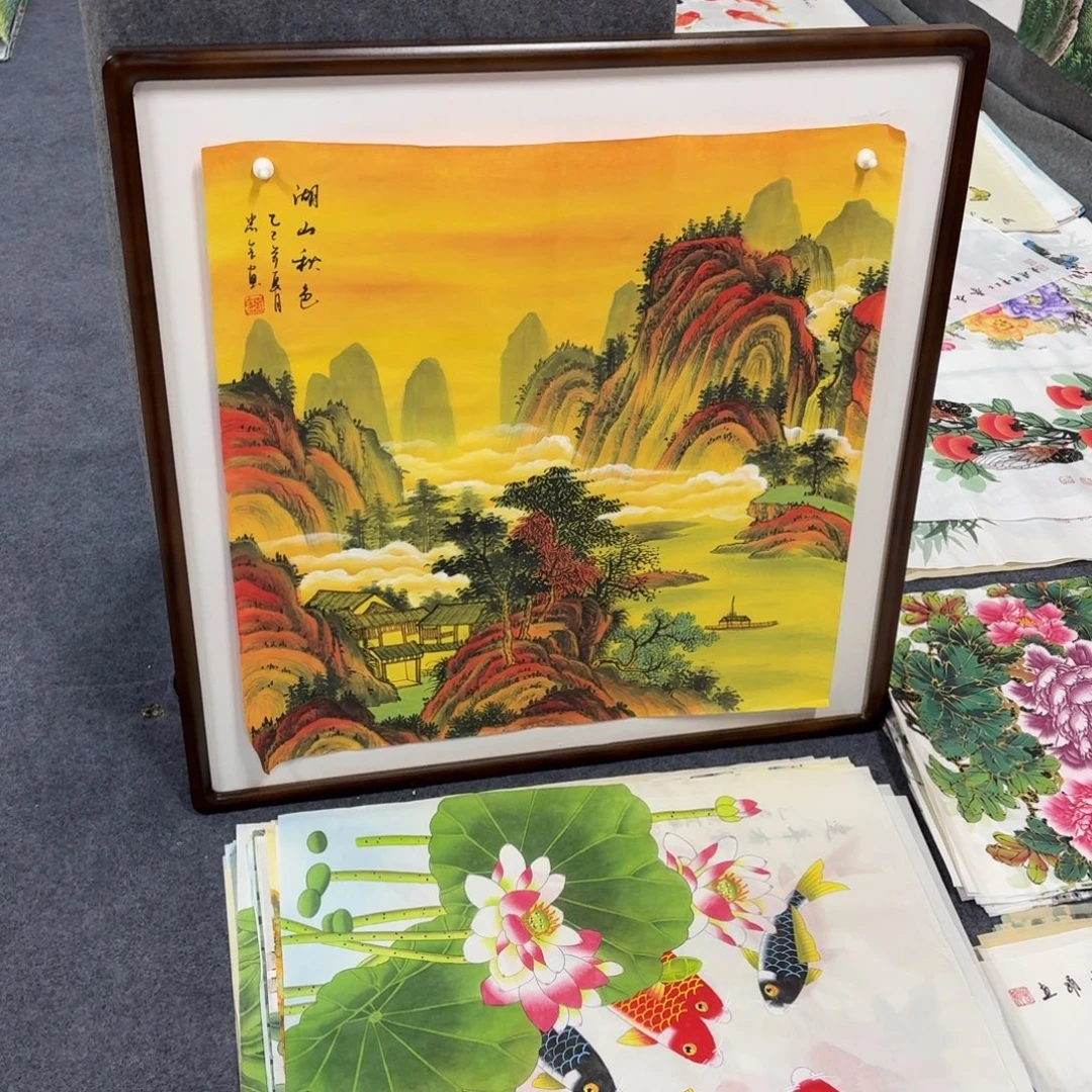 国画68×68精品斗方手绘画画画