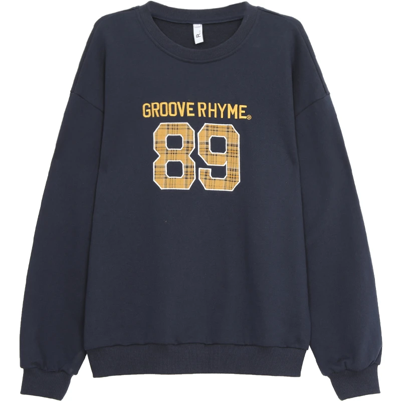 【萍萍清仓】秋冬韩版宽松撞色百搭字母刺绣套头卫衣243J2564-S#