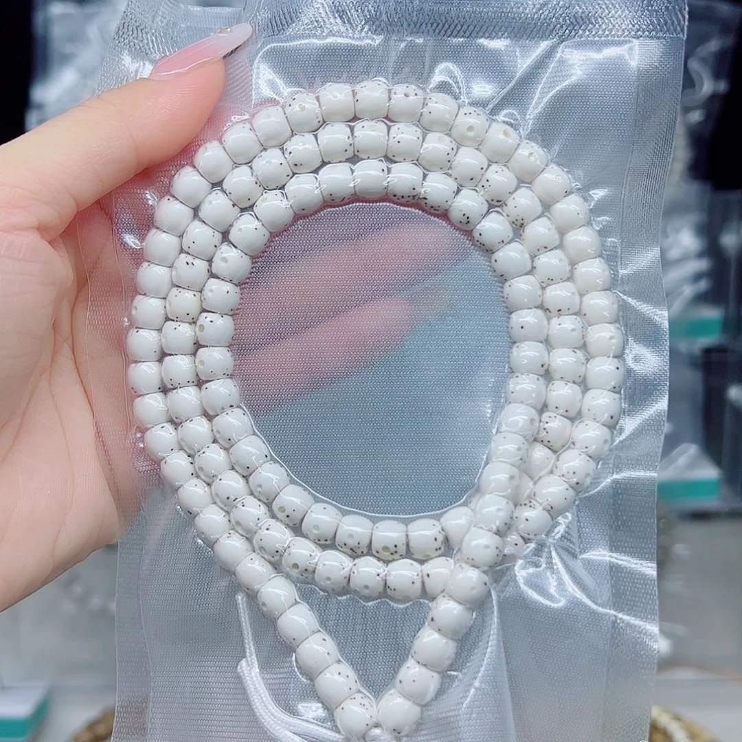 星月菩提手串原白7*6直切鼓珠超大留白
