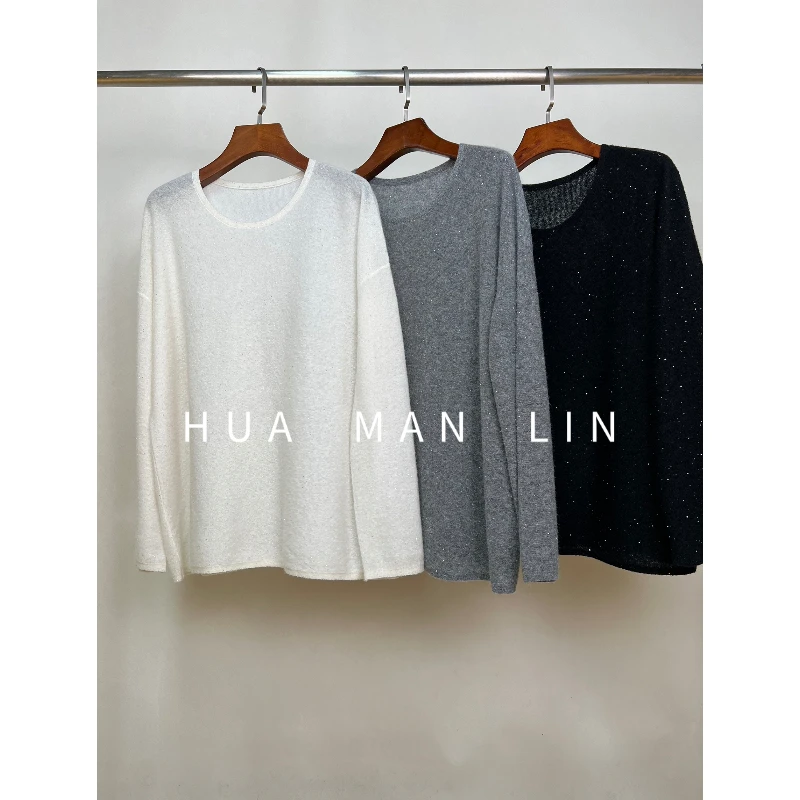 【花滿林】三色圆领亮晶晶长袖羊毛上衣30099