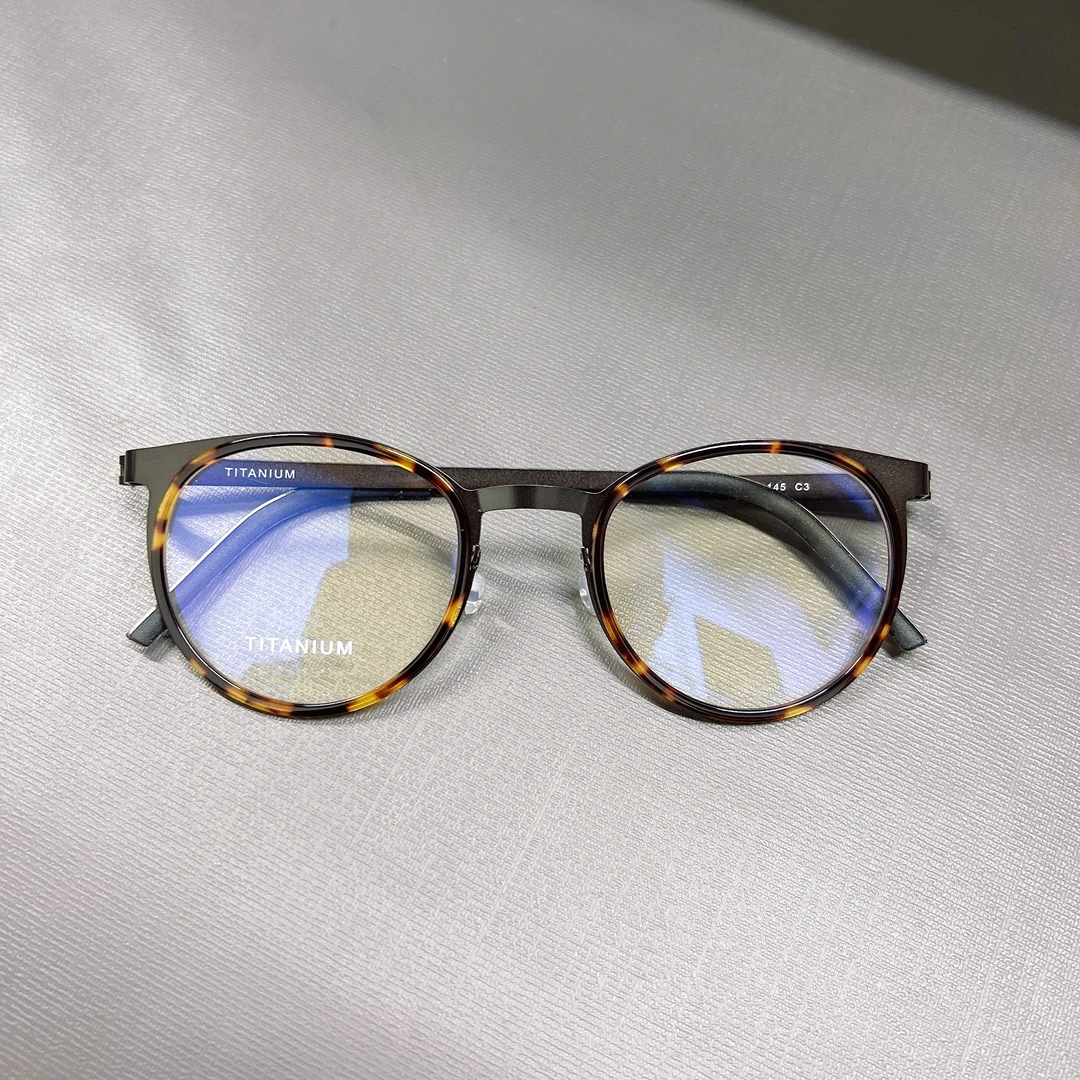 9704纯钛超轻复古百搭眼镜框近视防蓝光日系气质圆框