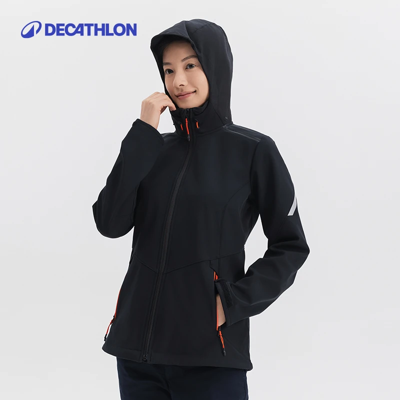 迪卡侬软壳衣软壳外套女加绒加厚保暖秋冬户外防泼水帆船339010