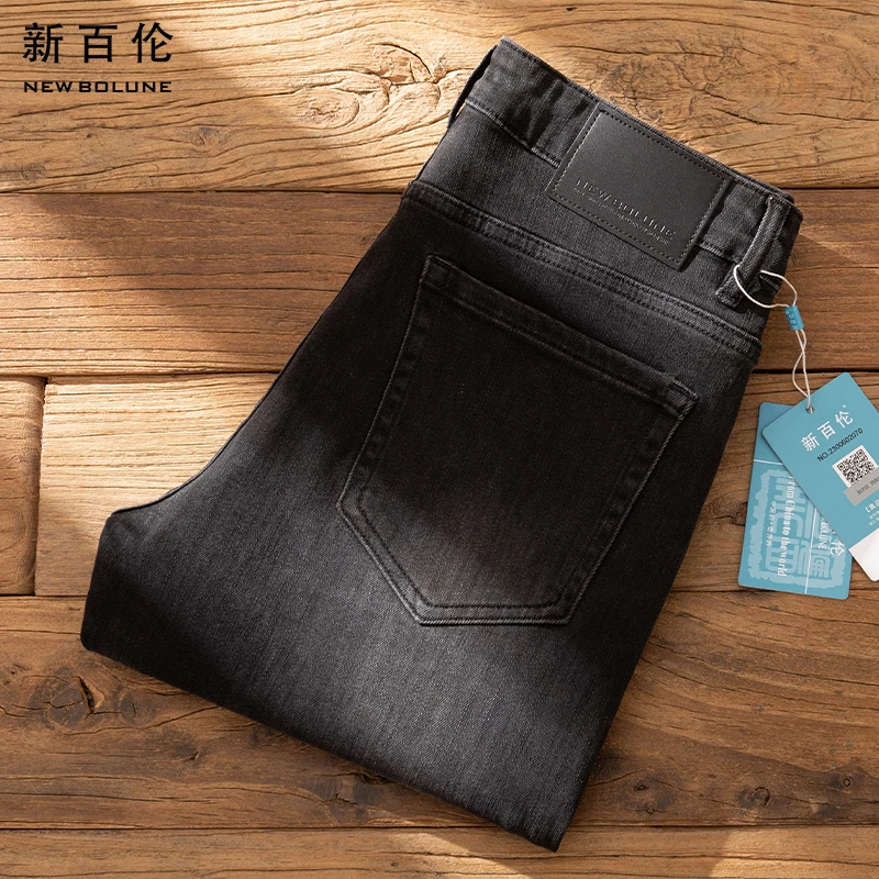 新百伦秋冬尼纳灰男士牛仔裤2025年新款弹力修身直筒男款潮流长裤