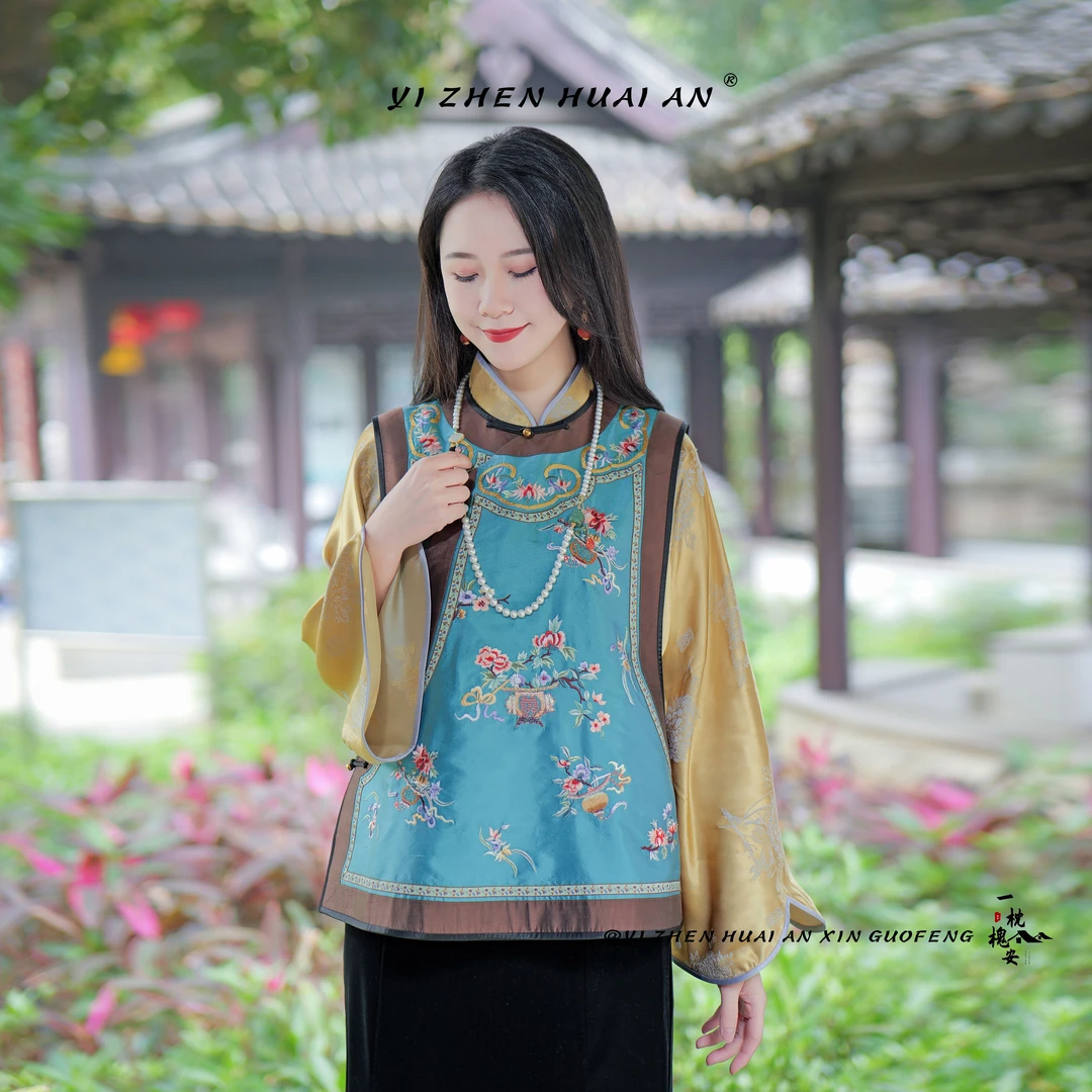 一枕槐安·【延禧马甲】马甲刺绣中国风圆领复古新中式重工夏季斜襟