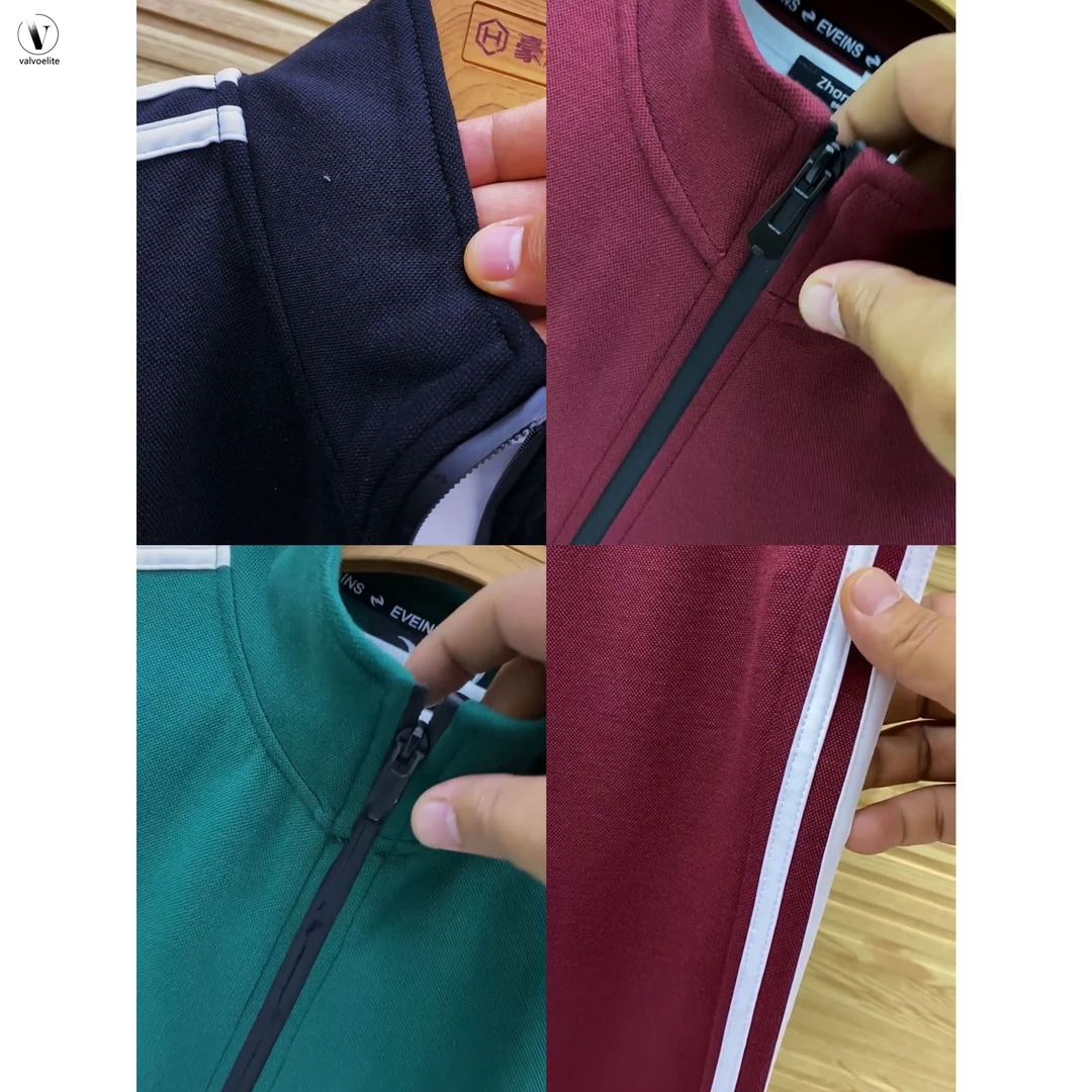 VALVOELITE秋季男士外套时尚运动服百搭短款立领上衣酒红色夹克