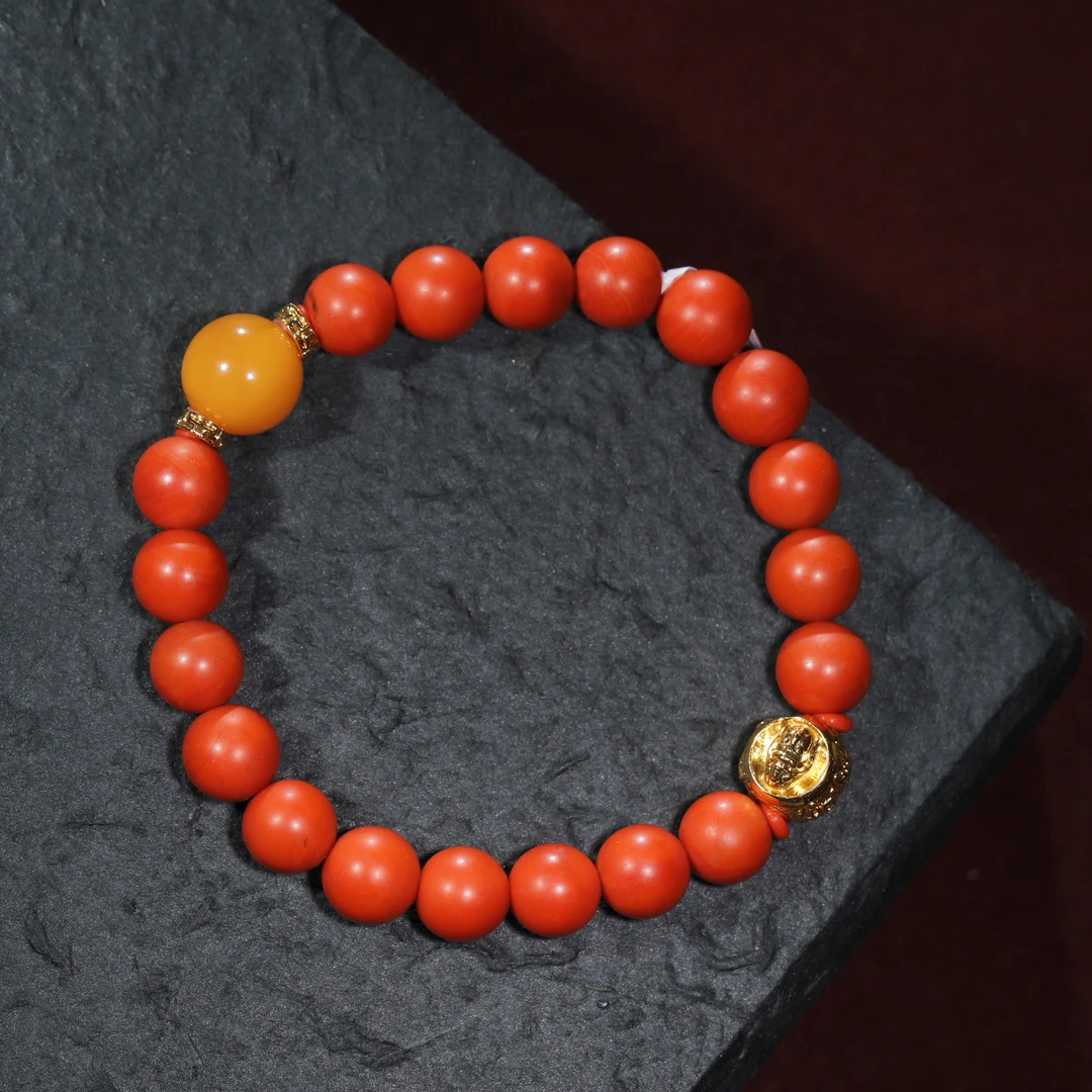 【小娟珠宝】周年限定 保山南红18k金手串加蜜蜡珠设计款 XH0515018