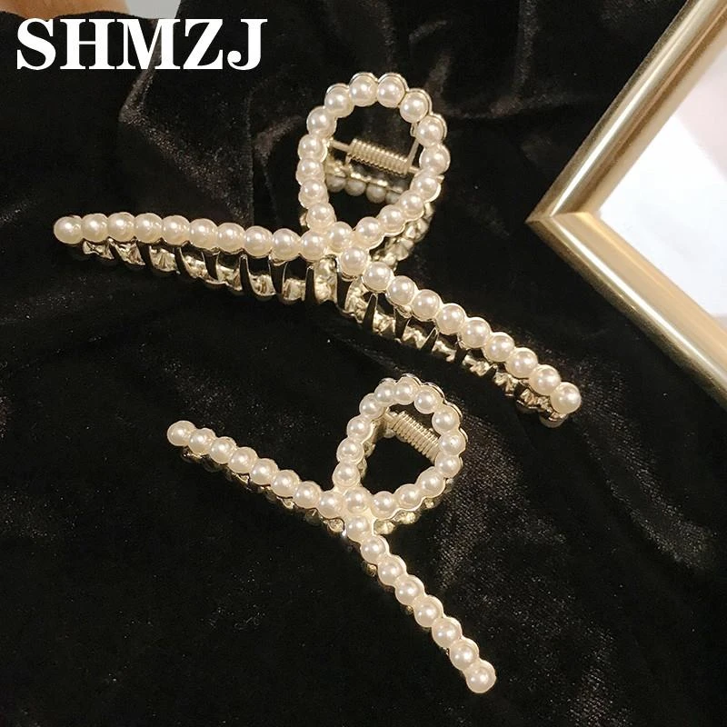 韩国气质网红珍珠金属抓夹ins甜美时尚复古2025潮法式抓夹盘发夹