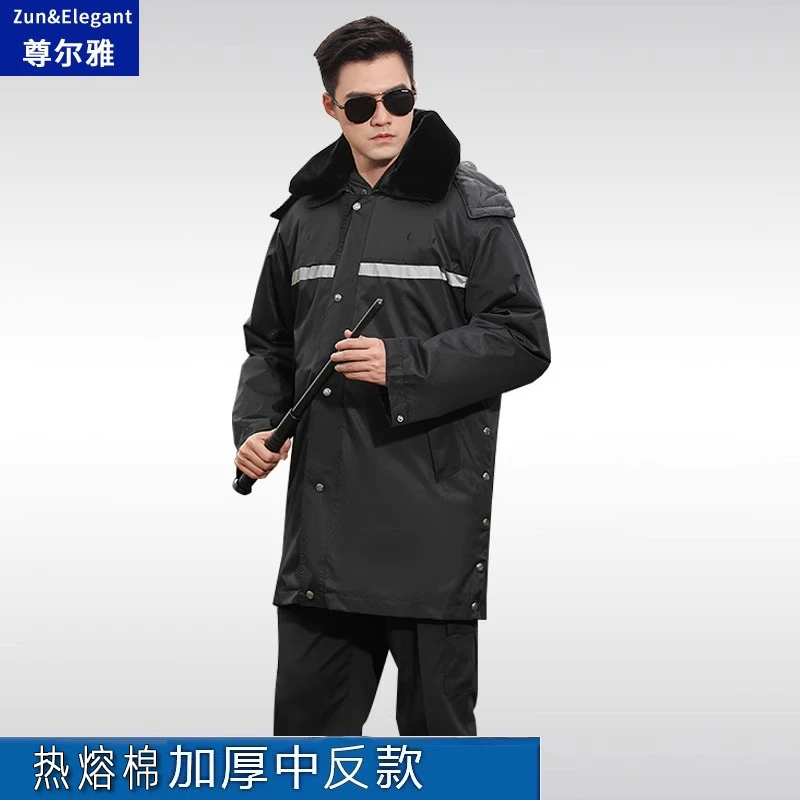 高品质冬季多功能户外防水大衣加厚防寒服中长款反光棉服加绒保暖