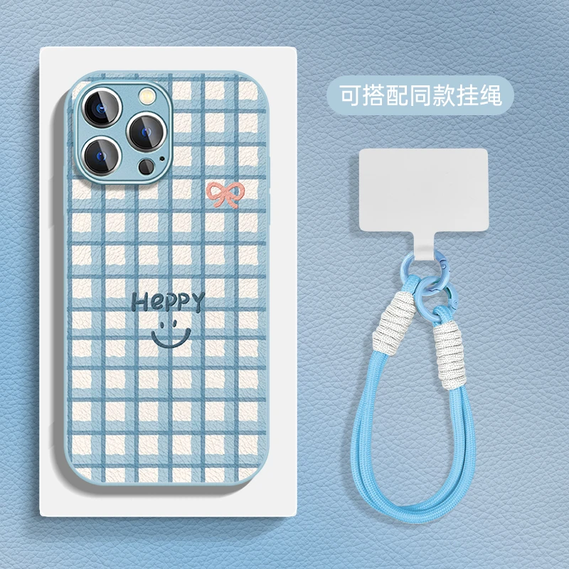 适用于苹果16华为OPPO小米VIVO个性潮流金属漆小羊皮手机壳HA0397