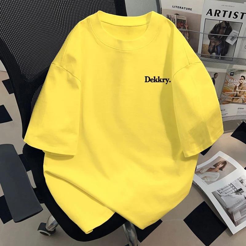 jtrt美式重磅纯棉黄色t恤男女百搭半袖夏季爆款短袖宽松时尚上衣