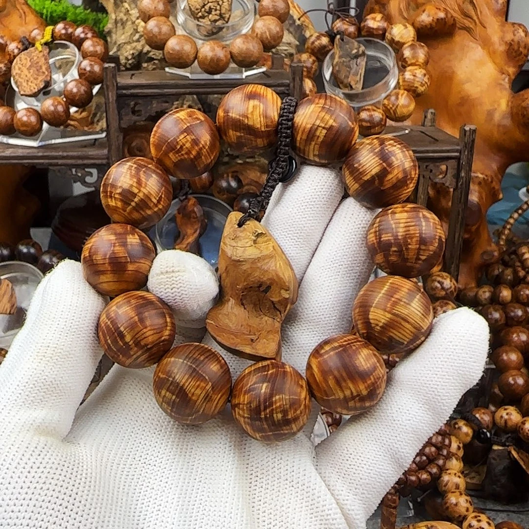 高***龙手串/手链柏木太行崖柏2.0陈化黑金龙胆闪微瑕