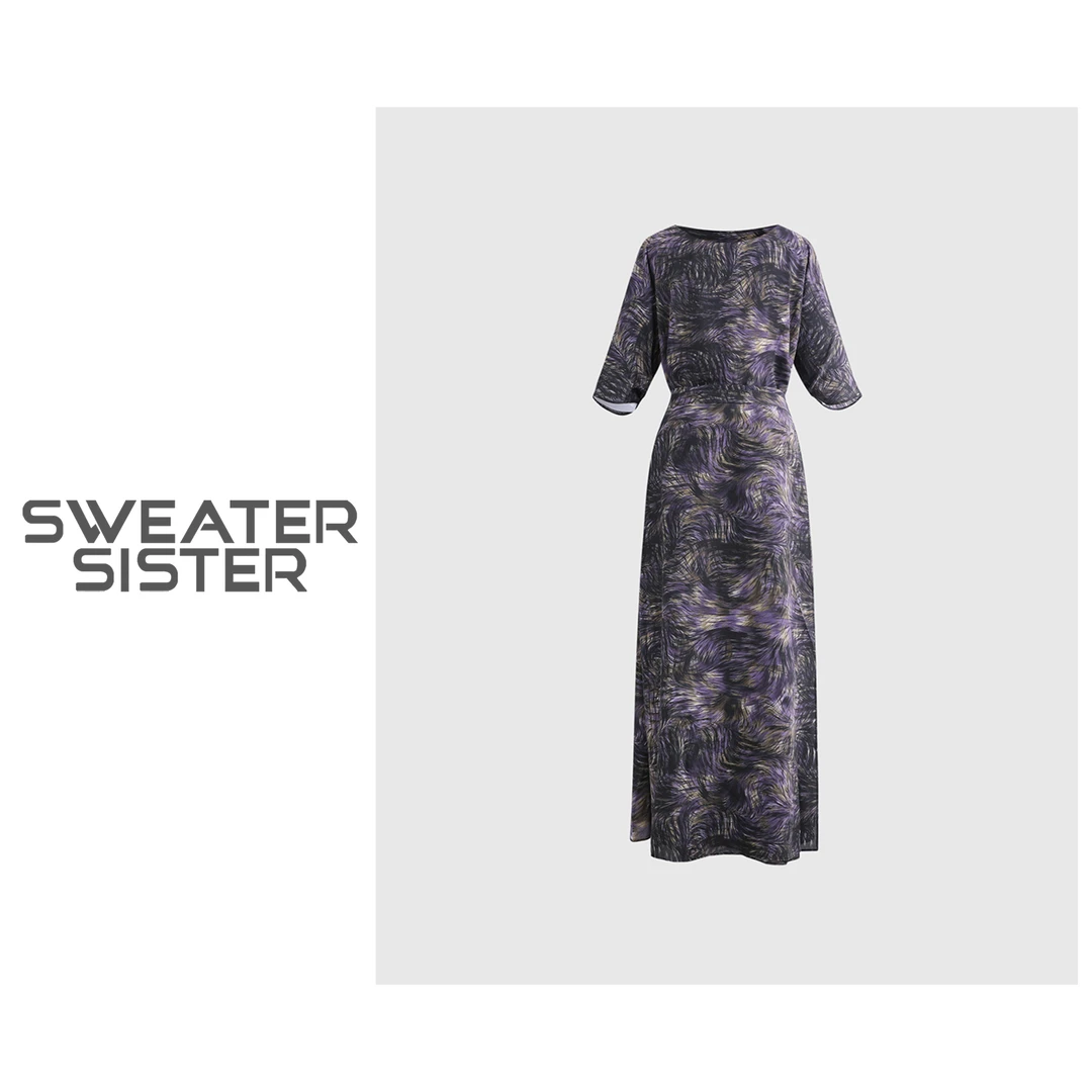 法式复古轻熟风中长款收腰连衣裙女5271-W33