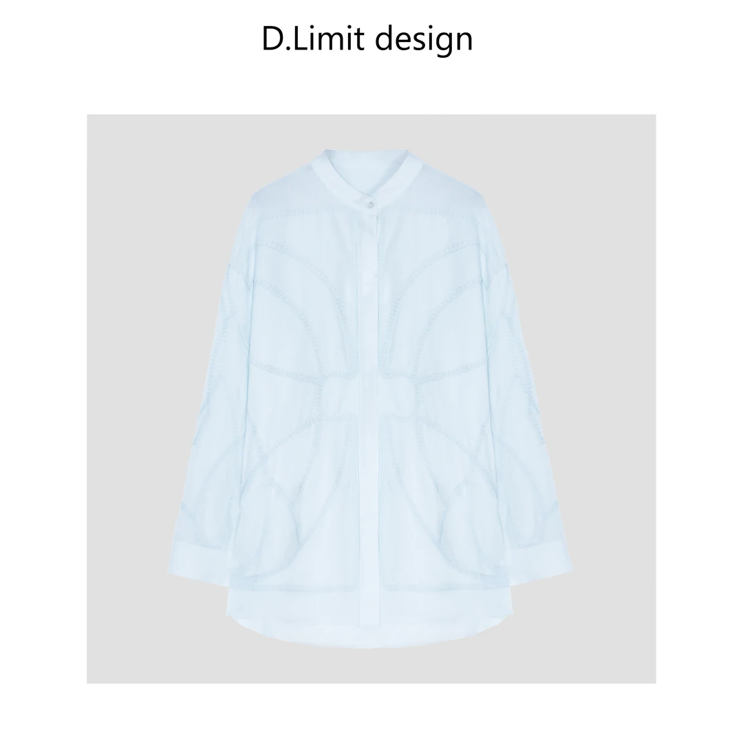 D.LIMIT DESIGN送帽子100苎麻新中式国风重工刺绣慵懒风衬衫