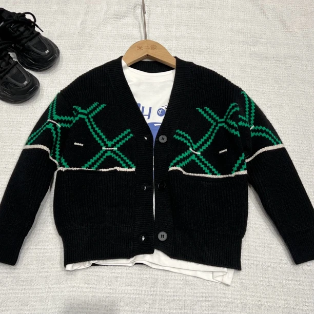 17031/18611高端童装时尚百搭休闲线条毛衣开衫A15-2-2