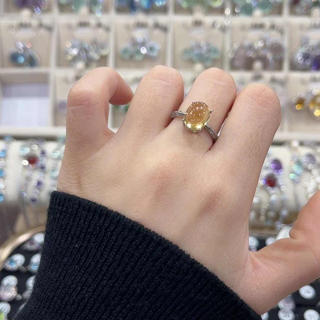 么***儿蛇纹石玉银S925镶嵌戒指