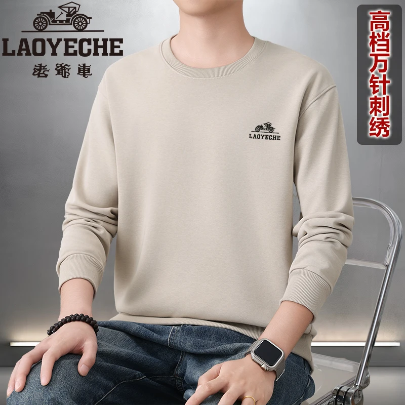 老爷车刺绣新款男士长袖圆领卫衣大码宽松时尚休闲百搭户外男装