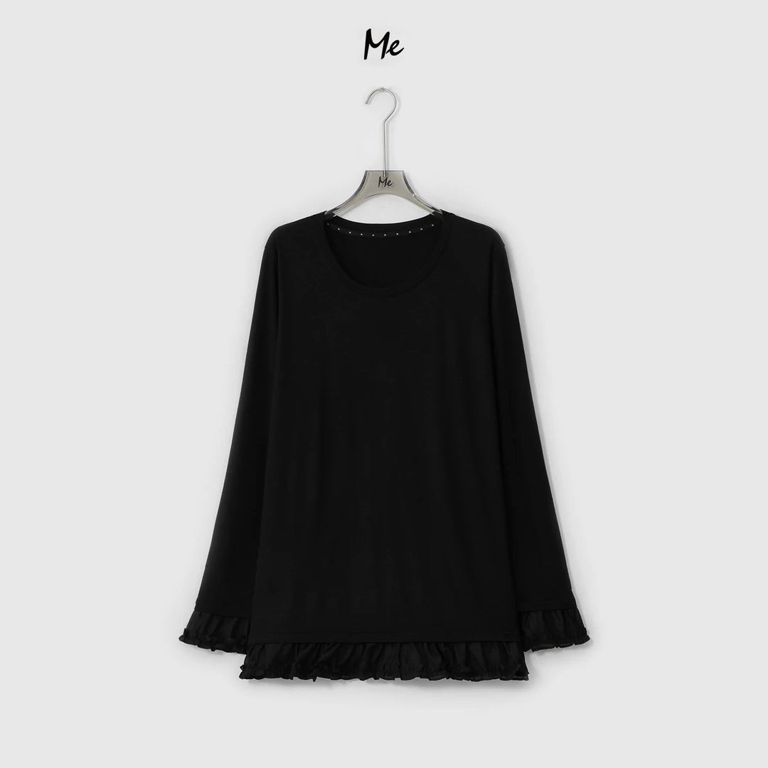 ME【荷叶连衣裙T】100莱赛尔重工荷叶边显瘦时尚百搭上衣MESA0716