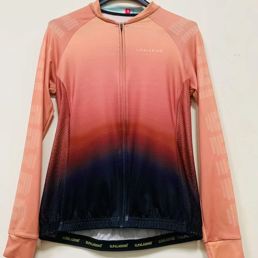 SQ 1014【藕粉渐变牛奶丝拼接长袖女士】ILPALADINO专业版骑行服
