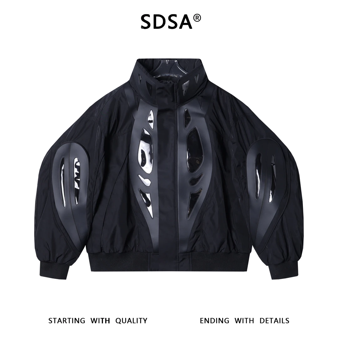 SDSA男士秋冬新款痞帅男装潮牌复古拼接结构拉链立领羽绒服宽松