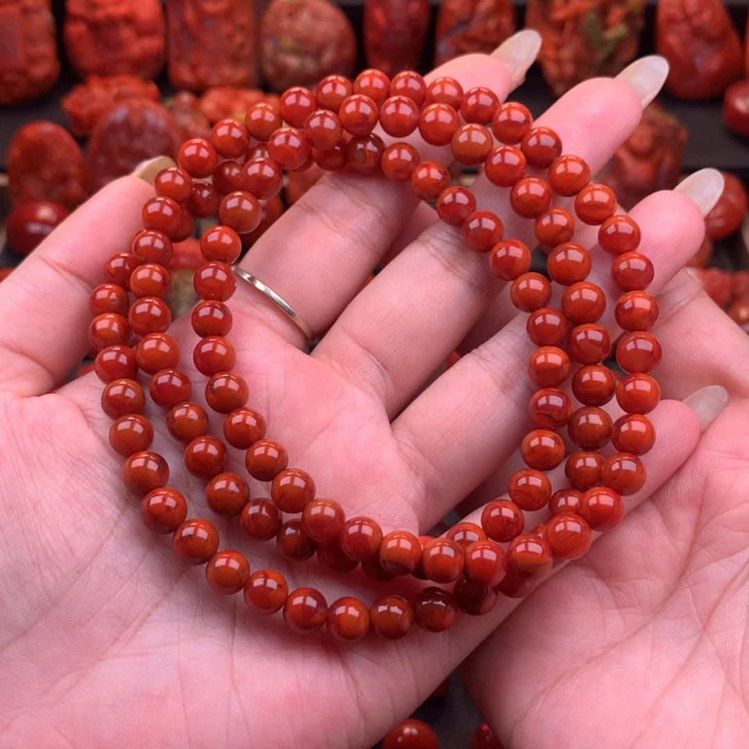 南红玛瑙未镶嵌原矿佛珠7.2mm