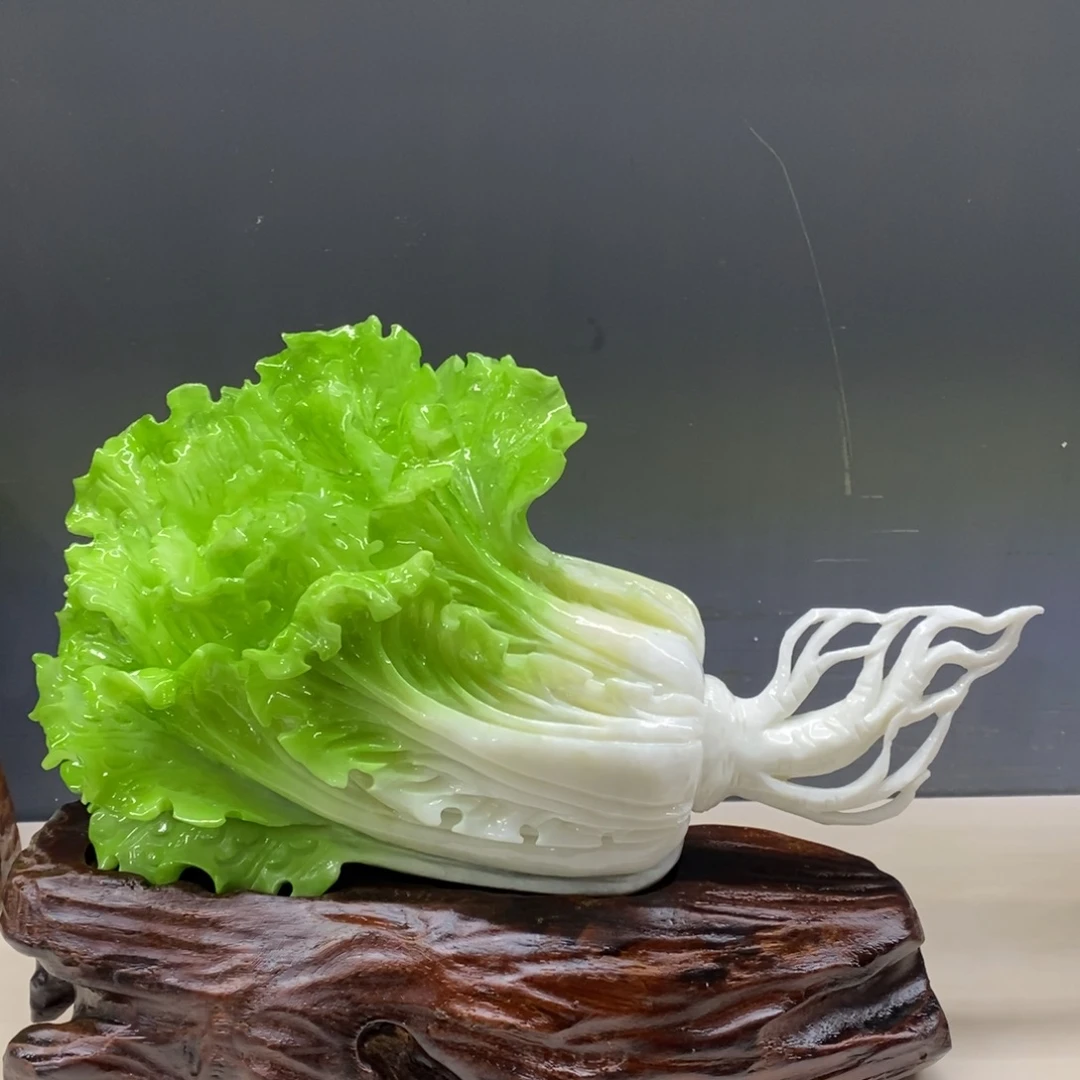 玉白菜一体手工雕刻1111