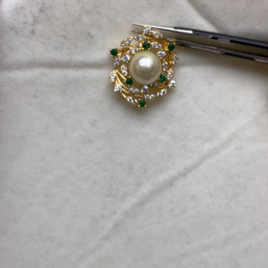 海水珍珠银S925镶嵌吊坠(不含链)