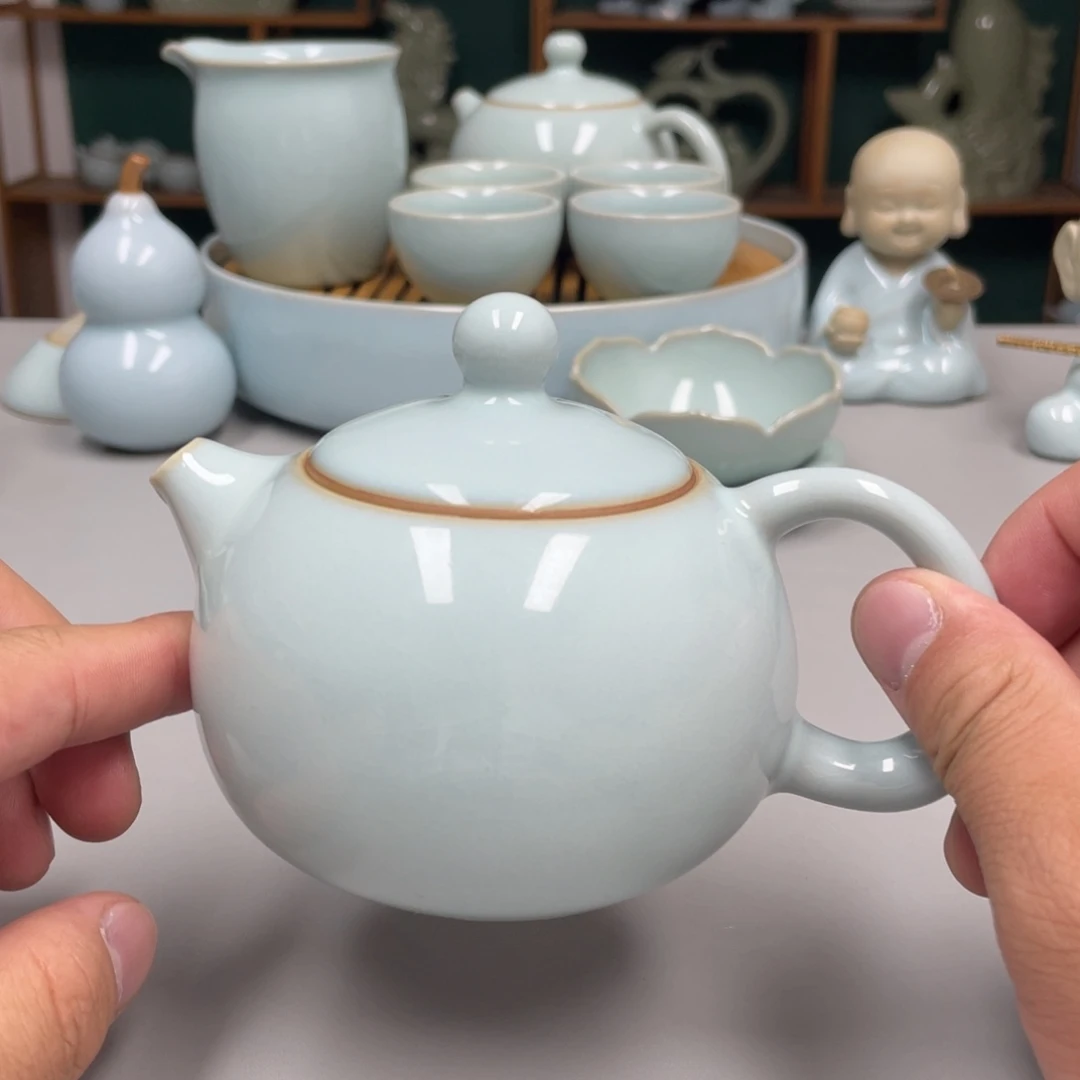 金***起瓷天青色瑕张君老师西施壶
