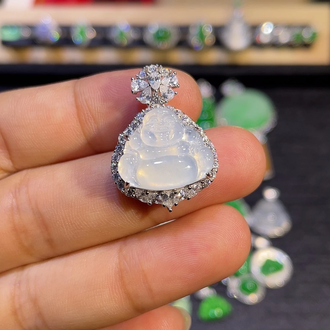 翡翠银S925镶嵌吊坠(不含链)