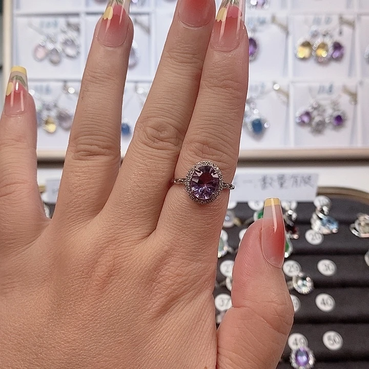 我***凯银S925镶嵌戒指烟晶