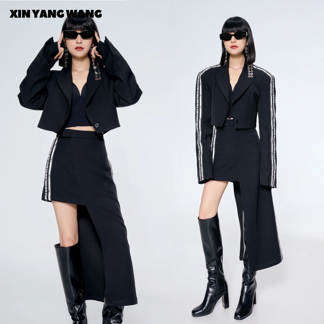 XYW设计师春夏上新黑色时尚百搭套装24x1131上衣