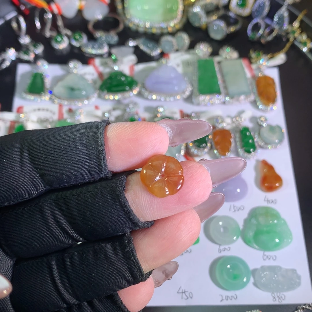 裸石翡翠红翡花朵