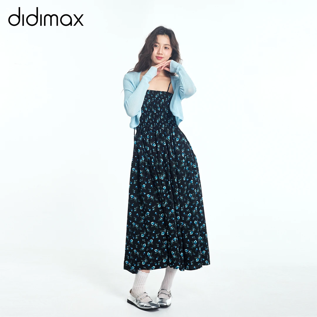 DIDIMAX夏季新款碎花吊带裙开衫气质法式两件套X83404
