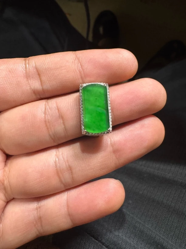 天然A货翡翠马鞍男戒可调节圈口