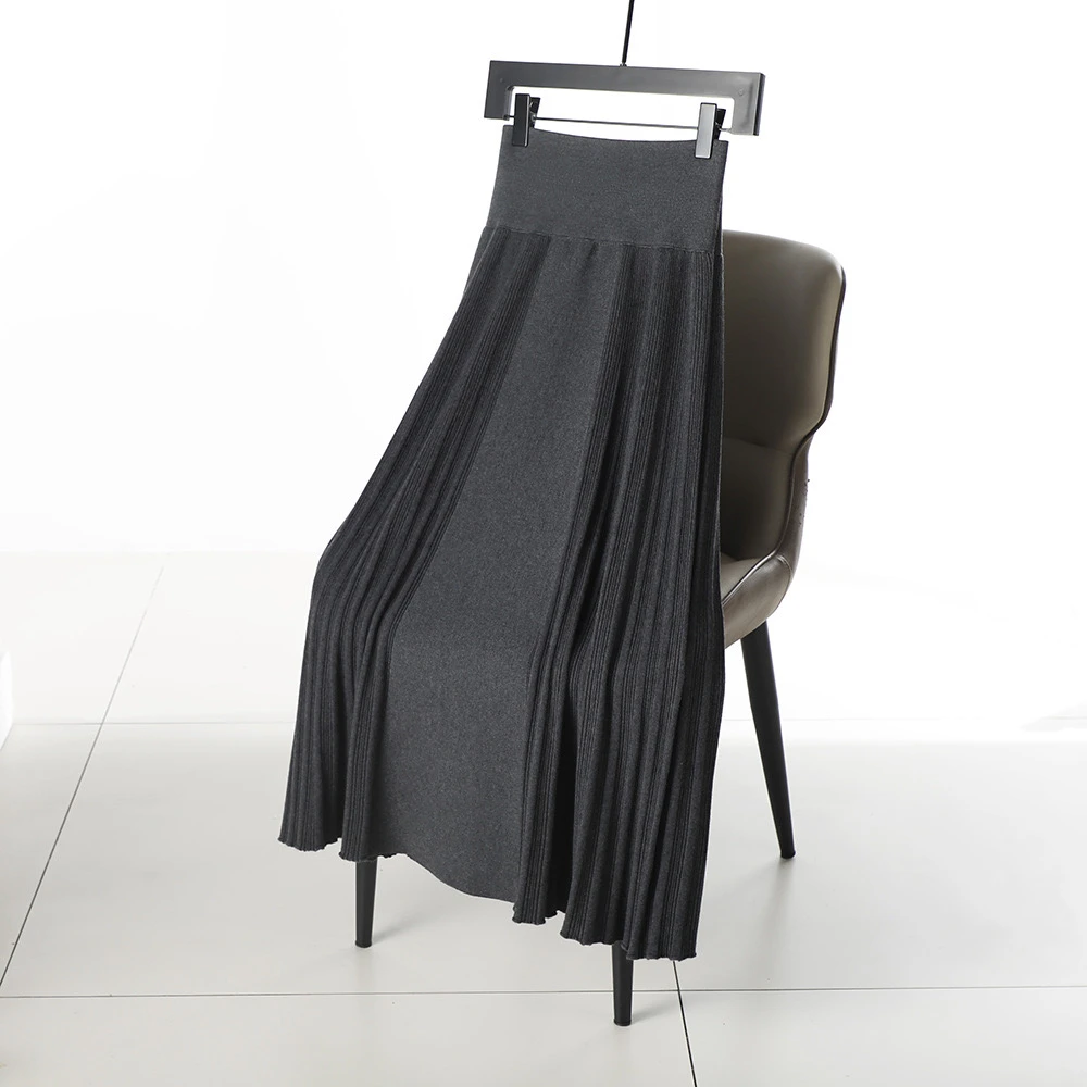 新款高腰百搭半身裙长裙不褪色针织不规则显瘦时尚垂感中长款2628